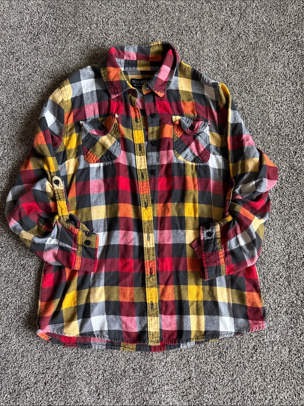 Womens Plaid Flannel Shirt Jacket - Red, Yellow, Black